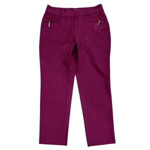 WHBM Merlot Perfect Form Contour Straight-Leg Ankle Pants Cotton-Nylon-Spandex